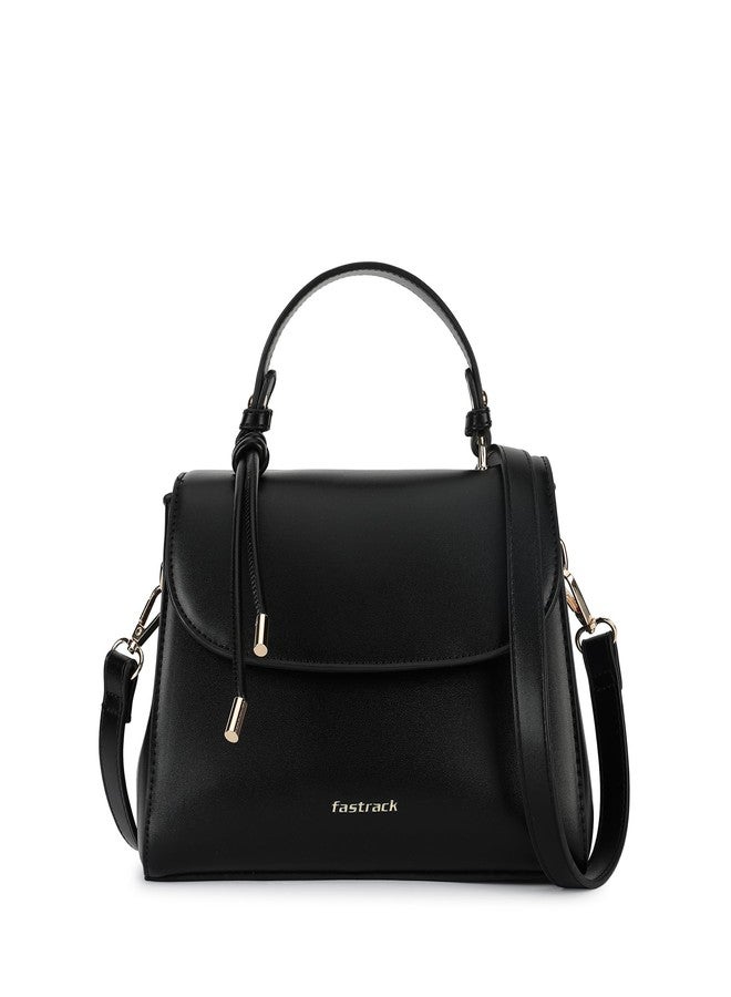 Fastrack Structured Satchel Bag for Women | Faux Leather Handbag with Knotted Handle, 3 Compartments, Inner and Outer Pockets | Elegant Everyday Satchel for Work, Travel and Casual Use - Image 1